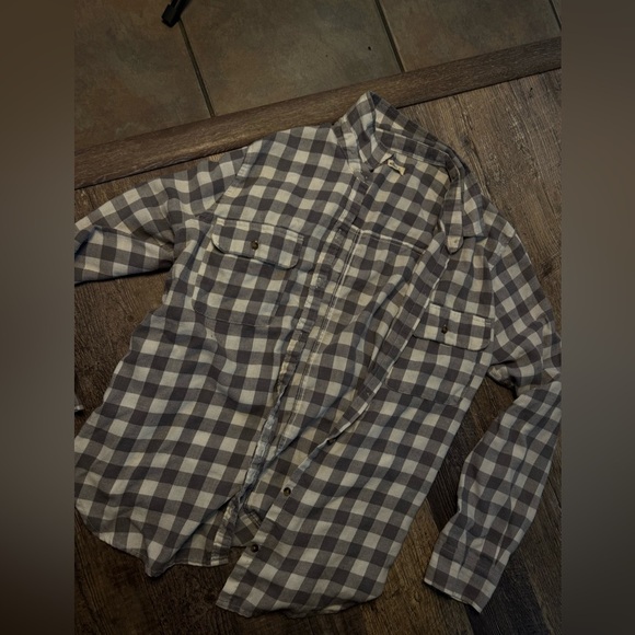 Hollister Tops - Hollister Women’s Grey and White Plaid Flannel